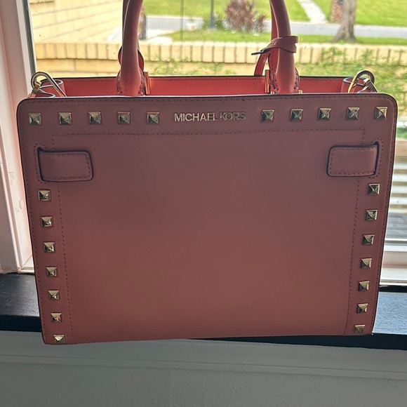 Michael Kors Coral Studded Satchel - Picture 1 of 1